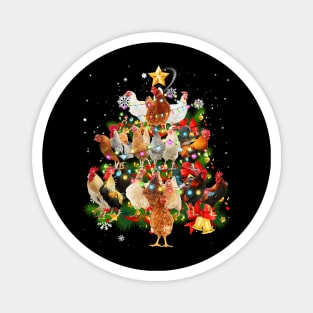 Chicken Tree Light Christmas Matching Family Chickens Pajama Magnet